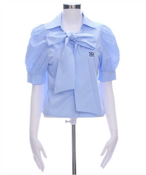 clear（クリア）の「ビッグリボンワンポイント刺繍半袖ブラウス[オフィスカジュアル 着回し抜群 大人 ガーリー]（シャツ/ブラウス・レディース・ピンク/サックスブルー/オフホワイト・F）」の22枚目の写真