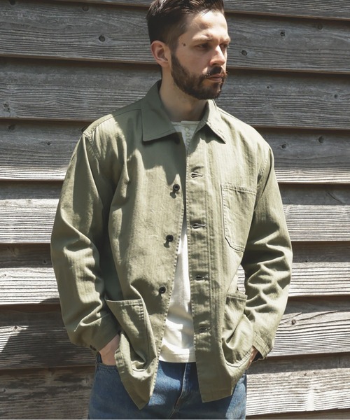 US NAVY HERRINGBONE / 5-BUTTON COVERALL（カバーオール）｜MR.OLIVE