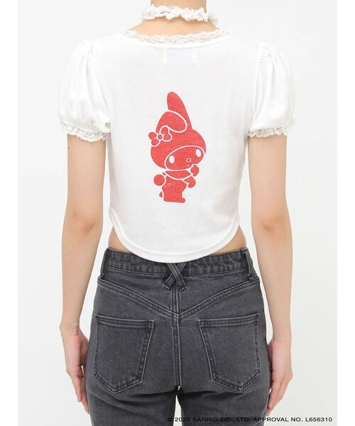 tシャツ 「メロクロコラボ」My Melodyフリルチョーカーリボントップス レディース ジュエティ jouetie 【メロクロコラボ】My Melodyフリル