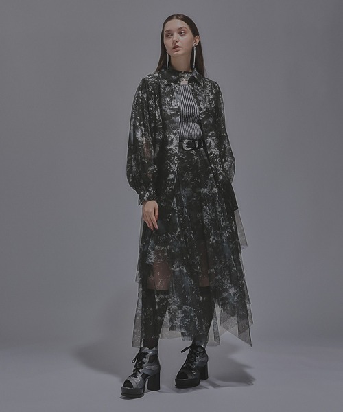 HARE（ハレ）の「ARTflowerシアーシャツ(HARE)（シャツ/ブラウス・レディース・ブルー系その他/オレンジ系その他/ライトグレー/ブラック/パープル/ピンク/ネイビー・FREE）」の12枚目の写真