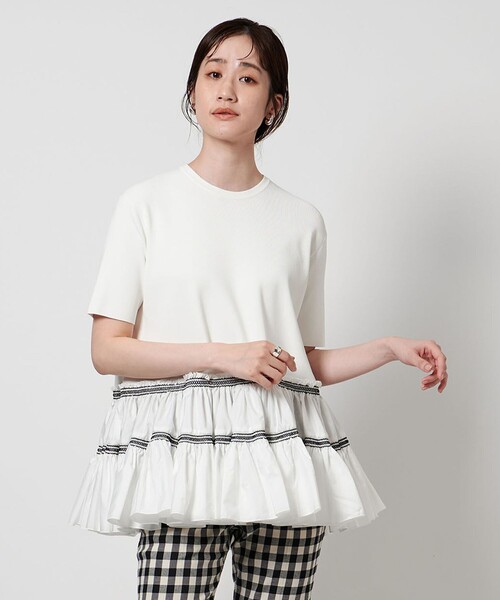 UA エンブロ ティアードコンビ ショートスリーブ ニット新品タグ付き セール】エンブロ ティアードコンビ ショートスリーブ ニット