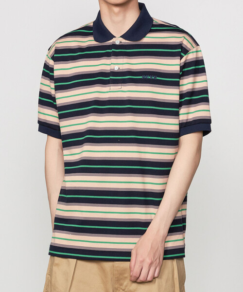 SCYE BASICS | コットンピケ ポロシャツ ストライプ MEN