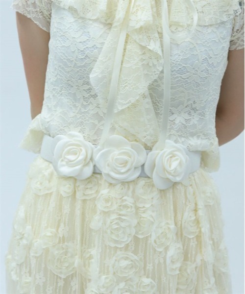 axes femme(アクシーズファム)の「ローズモチーフベルト(ベルト・レディース・ブラック/キナリ・FREE)」の1枚目の写真