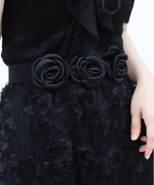 axes femme(アクシーズファム)の「ローズモチーフベルト(ベルト・レディース・ブラック/キナリ・FREE)」の2枚目の写真