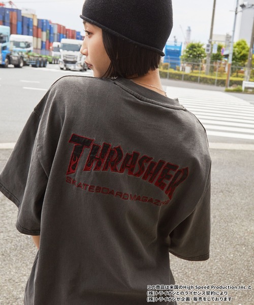 THRASHER(スラッシャー)の「THRASHER/スラッシャー 別注 ヴィンテージライクグラフィックプリント ロゴ刺繍 ピグメント加工半袖Tシャツ(Tシャツ/カットソー・メンズ・ブラウン/ブラック系/ブラック/オフホワイト・M/L)」の19枚目の写真