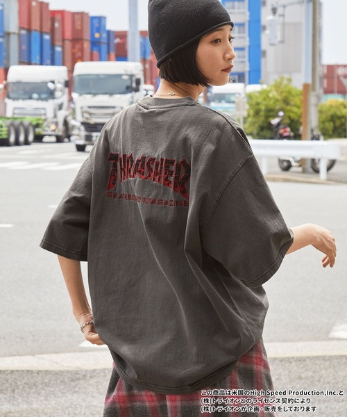 THRASHER(スラッシャー)の「THRASHER/スラッシャー 別注 ヴィンテージライクグラフィックプリント ロゴ刺繍 ピグメント加工半袖Tシャツ(Tシャツ/カットソー・メンズ・ブラウン/ブラック系/ブラック/オフホワイト・M/L)」の22枚目の写真