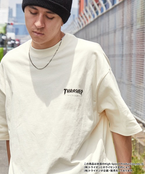 THRASHER(スラッシャー)の「THRASHER/スラッシャー 別注 ヴィンテージライクグラフィックプリント ロゴ刺繍 ピグメント加工半袖Tシャツ(Tシャツ/カットソー・メンズ・ブラウン/ブラック系/ブラック/オフホワイト・M/L)」の14枚目の写真