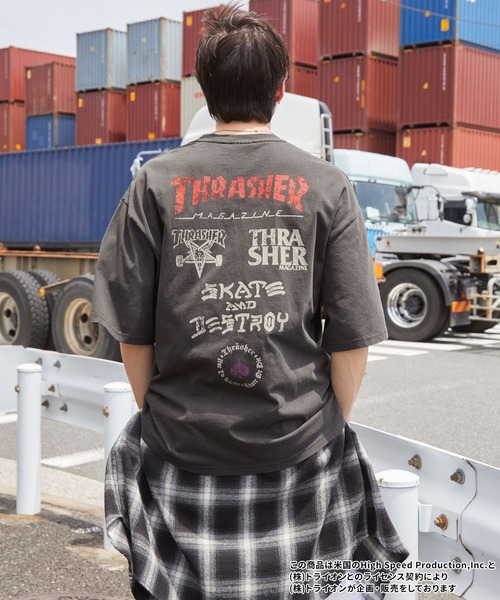 THRASHER(スラッシャー)の「THRASHER/スラッシャー 別注 ヴィンテージライクグラフィックプリント ロゴ刺繍 ピグメント加工半袖Tシャツ(Tシャツ/カットソー・メンズ・ブラウン/ブラック系/ブラック/オフホワイト・M/L)」の10枚目の写真