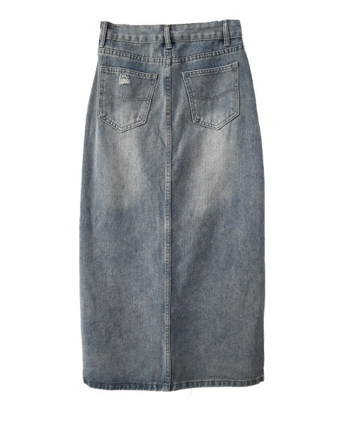 Reurie'(レウリィ)の「ダメージデニムスカート/damage denim skirt スカート デニム ブルー カジュアル ロング丈(スカート・レディース・ブルー・SMALL/MEDIUM)」の8枚目の写真