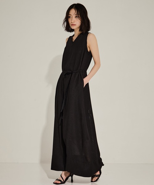 STUDIOUS/ステュディオス】V Neck Sleeveless Mesh Dress/V
