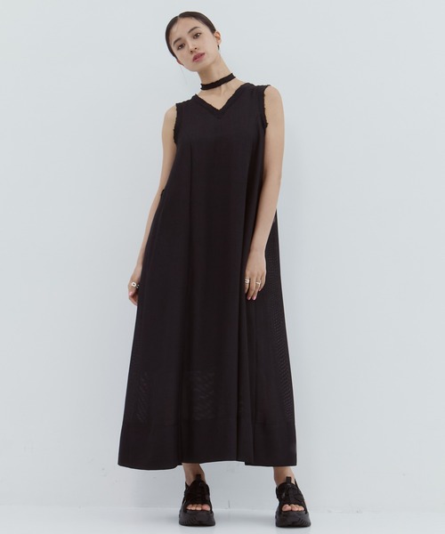 コースト☆ネイビー☆Vネックフラッタースリーブドレス サマーセール開催中！! 7月22日より順次発送予定】門りょう