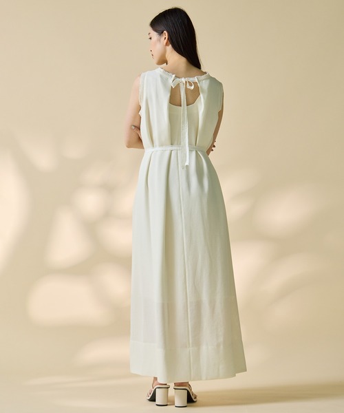 STUDIOUS(ステュディオス)の「【STUDIOUS/ステュディオス】【チョーカー⇔ベルト2WAYワンピ】V Neck Sleeveless Mesh Dress/Vネックスリーブレスメッシュドレス/ウォッシャブル/チョーカードレス(ワンピース・レディース・アイボリー/ブラック・1/2)」の10枚目の写真