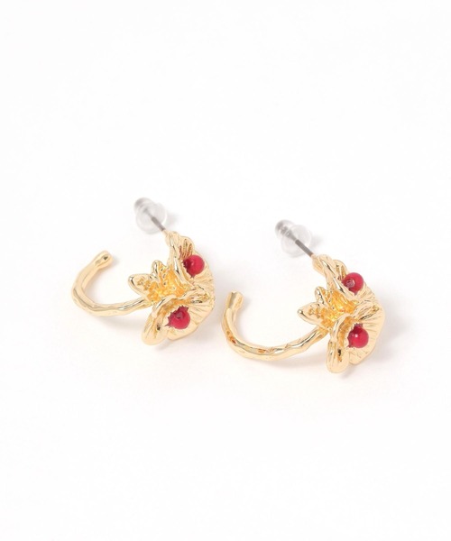フラワーC型ピアス（ピアス（両耳用））｜niko and