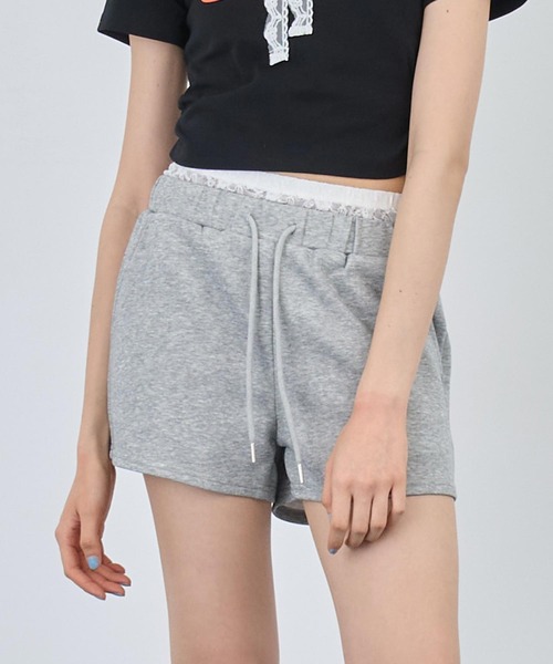 aclent レースレイヤードケーブルニットショートパンツ aclent レースレイヤードケーブルニットショートパンツ ニット