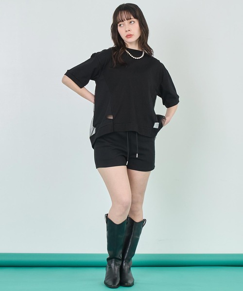 ANAP（アナップ）の「レース レイヤード風 スウェット ショート パンツ（スウェットパンツ・レディース・グレー/ブラック・FREE）」の5枚目の写真