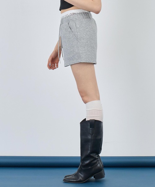 ANAP（アナップ）の「レース レイヤード風 スウェット ショート パンツ（スウェットパンツ・レディース・グレー/ブラック・FREE）」の8枚目の写真