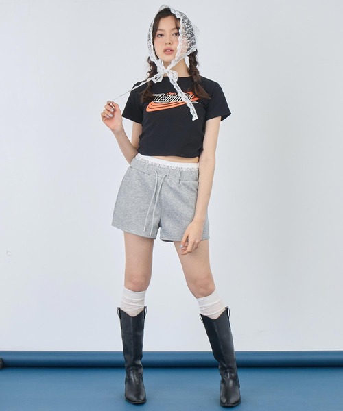 ANAP（アナップ）の「レース レイヤード風 スウェット ショート パンツ（スウェットパンツ・レディース・グレー/ブラック・FREE）」の10枚目の写真