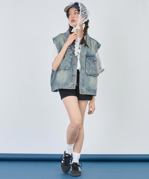 ANAP（アナップ）の「レース レイヤード風 スウェット ショート パンツ（スウェットパンツ・レディース・グレー/ブラック・FREE）」の15枚目の写真