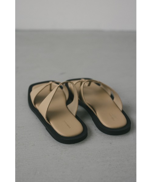 MAX MARA [ダブルフラット] スムース レザー フラット サンダル ダブルフラット] スムース レザー フラット サンダル, cocoa