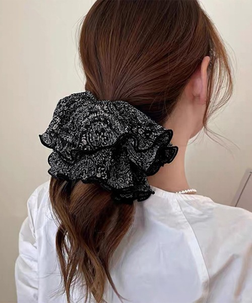 セール】フリルシュシュ 大きめボリュームヘアゴム（シュシュ