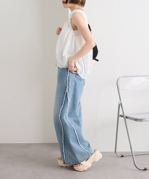 w closet（ダブルクローゼット）の「厚底ギャザーベルトサンダル（サンダル・レディース・ブラック/アイボリー・LARGE/SMALL/MEDIUM）」の8枚目の写真