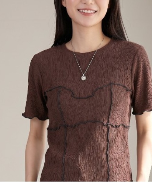 Per sist ence(パーシエンス)の「プリーツ配色ビスチェデザインプルオーバー(Tシャツ/カットソー・レディース・チャコールグレー/アイボリー/ブラック/ブラウン・ONE SIZE)」の11枚目の写真