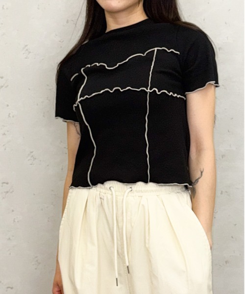 Per sist ence(パーシエンス)の「プリーツ配色ビスチェデザインプルオーバー(Tシャツ/カットソー・レディース・チャコールグレー/アイボリー/ブラック/ブラウン・ONE SIZE)」の12枚目の写真
