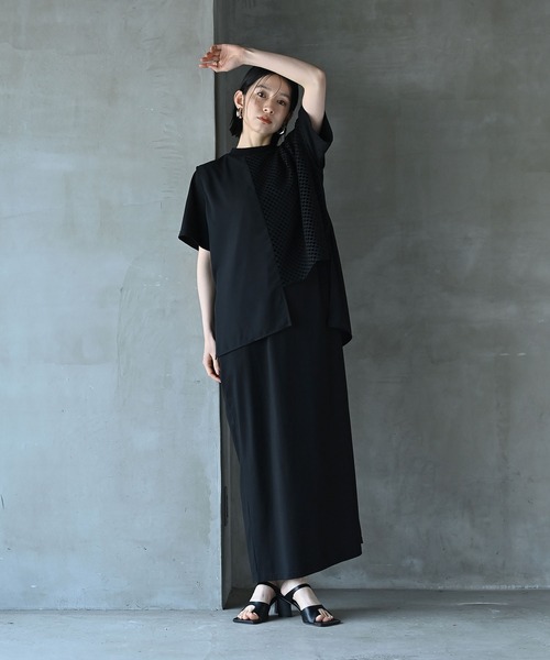funda mine(ファンダマイン)の「レイヤードメッシュTシャツワンピース(ワンピース・レディース・ブラック・02/01)」の3枚目の写真