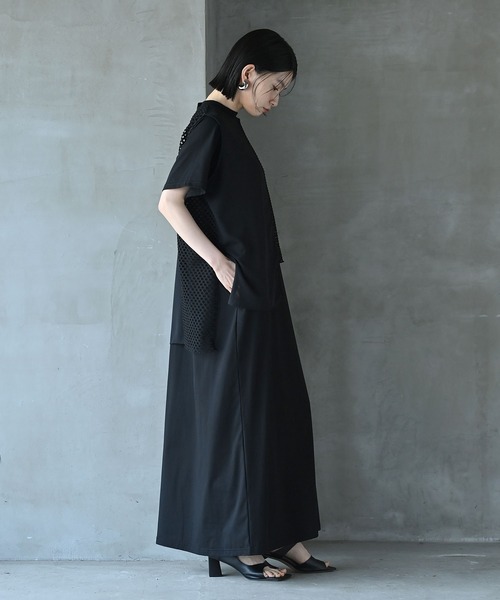 funda mine(ファンダマイン)の「レイヤードメッシュTシャツワンピース(ワンピース・レディース・ブラック・02/01)」の4枚目の写真