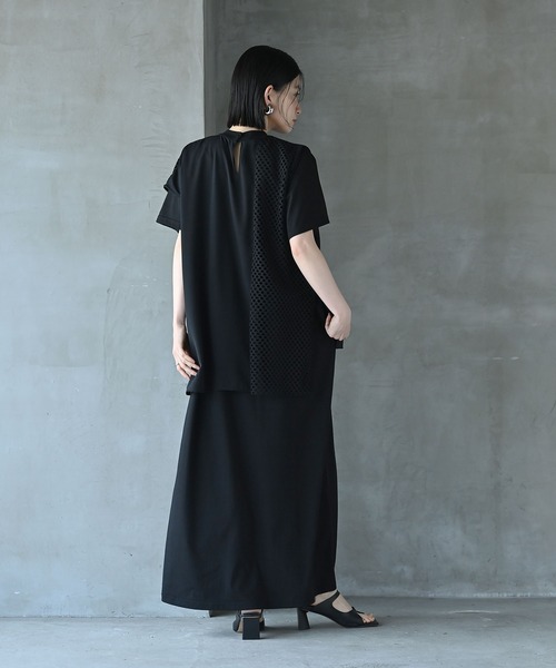 funda mine(ファンダマイン)の「レイヤードメッシュTシャツワンピース(ワンピース・レディース・ブラック・02/01)」の6枚目の写真