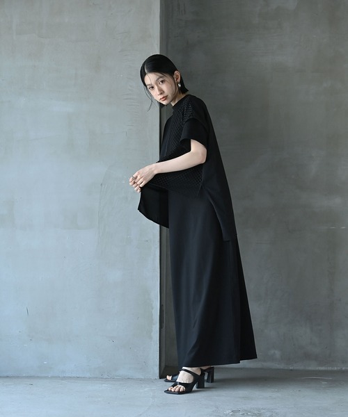 funda mine(ファンダマイン)の「レイヤードメッシュTシャツワンピース(ワンピース・レディース・ブラック・02/01)」の7枚目の写真