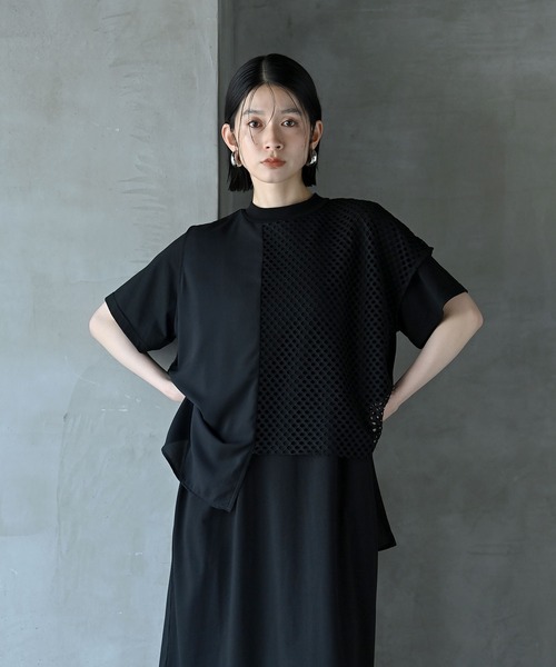 funda mine(ファンダマイン)の「レイヤードメッシュTシャツワンピース(ワンピース・レディース・ブラック・02/01)」の9枚目の写真
