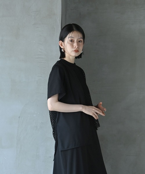 funda mine(ファンダマイン)の「レイヤードメッシュTシャツワンピース(ワンピース・レディース・ブラック・02/01)」の2枚目の写真