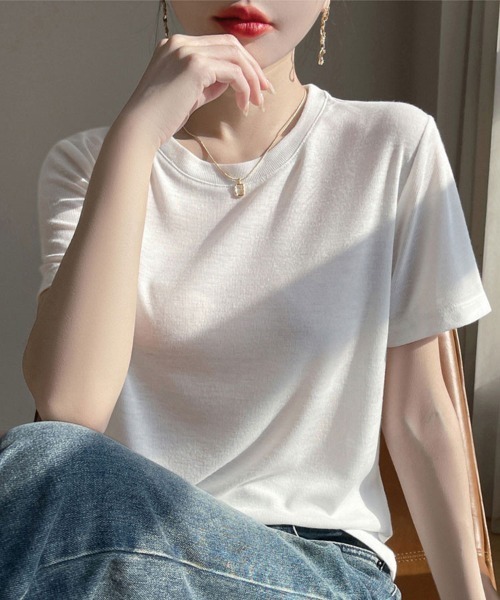 SallyLunn(サリーラン)の「シンプル半袖Tシャツ(Tシャツ/カットソー・レディース・ネイビー/ブラック/グレー/ホワイト・FREE)」の2枚目の写真