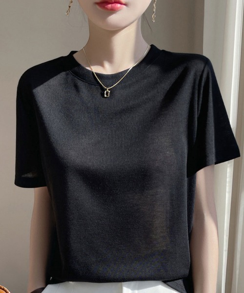 SallyLunn(サリーラン)の「シンプル半袖Tシャツ(Tシャツ/カットソー・レディース・ネイビー/ブラック/グレー/ホワイト・FREE)」の1枚目の写真