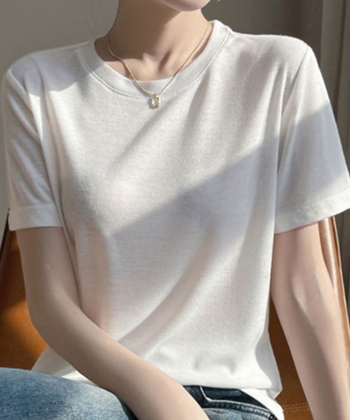 SallyLunn(サリーラン)の「シンプル半袖Tシャツ(Tシャツ/カットソー・レディース・ネイビー/ブラック/グレー/ホワイト・FREE)」の5枚目の写真