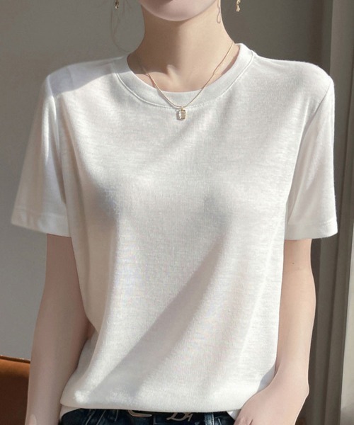 SallyLunn(サリーラン)の「シンプル半袖Tシャツ(Tシャツ/カットソー・レディース・ネイビー/ブラック/グレー/ホワイト・FREE)」の6枚目の写真