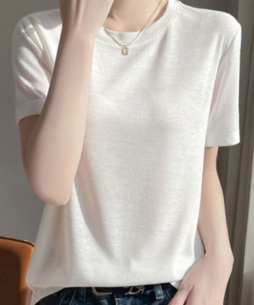 SallyLunn(サリーラン)の「シンプル半袖Tシャツ(Tシャツ/カットソー・レディース・ネイビー/ブラック/グレー/ホワイト・FREE)」の7枚目の写真