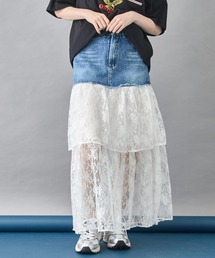 ANAP（アナップ）の「レース ドッキング デニム スカート（スカート）」