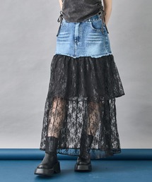 ANAP（アナップ）の「レース ドッキング デニム スカート（スカート）」