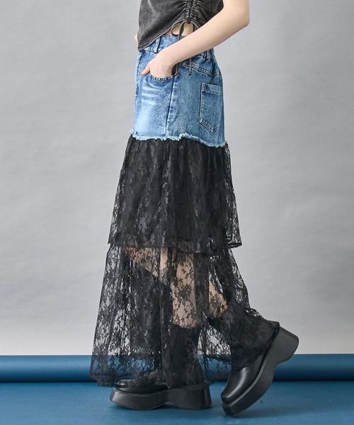 ANAP（アナップ）の「レース ドッキング デニム スカート（スカート・レディース・ホワイト/ブラック・FREE）」の15枚目の写真