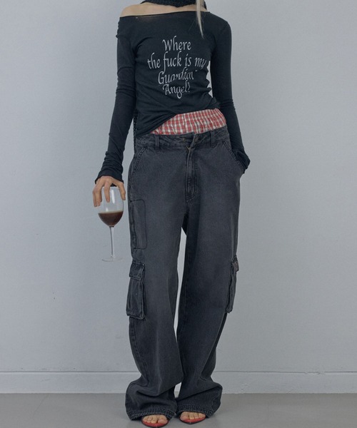SCULPTOR(スカルプター)の「Acid Cargo Jogger Pants(デニムパンツ・レディース・ブルー/ブラック・LARGE/SMALL/MEDIUM)」の3枚目の写真