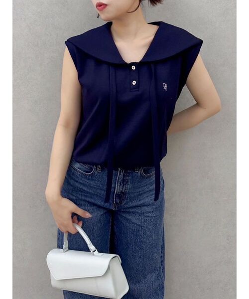 dazzlin(ダズリン)の「セーラーカラースウェット(Tシャツ/カットソー・レディース・オフホワイト/グレー/ネイビー・FREE)」の3枚目の写真