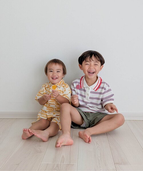 BREEZE（ブリーズ）の「【WEB限定/リンク/ジュニア対応】POP総柄 半袖シャツ（シャツ/ブラウス・キッズ・イエロー/ベージュ/ピンク/グリーン・140/130/120/110/100/90）」の8枚目の写真