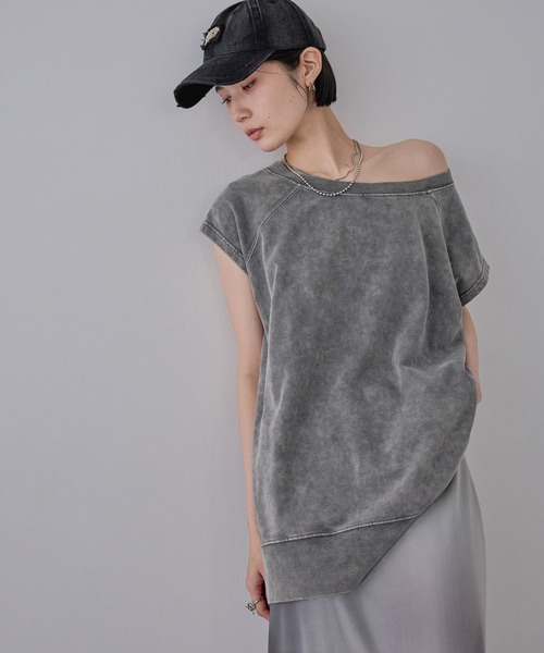 JEANASIS（ジーナシス）の「サスティナブルライトビンテージミニウラケ FS/572033（Tシャツ/カットソー・レディース・ブラック/グレー系その他/グリーン/オフホワイト・FREE）」の14枚目の写真