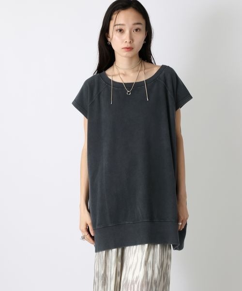 JEANASIS（ジーナシス）の「サスティナブルライトビンテージミニウラケ FS/572033（Tシャツ/カットソー・レディース・ブラック/グレー系その他/グリーン/オフホワイト・FREE）」の17枚目の写真