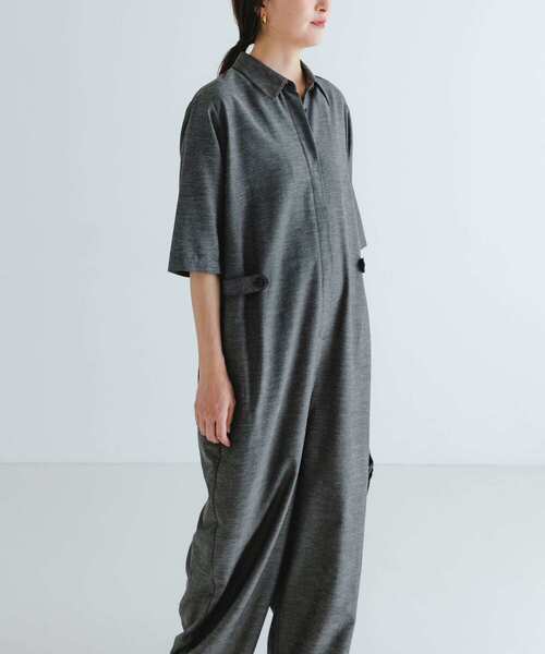 新品未使用⭐️cos リネン混　パフスリーブジャンプスーツ　オールインワン open collar belted assort l/s jump suit / 開襟ベルト付き