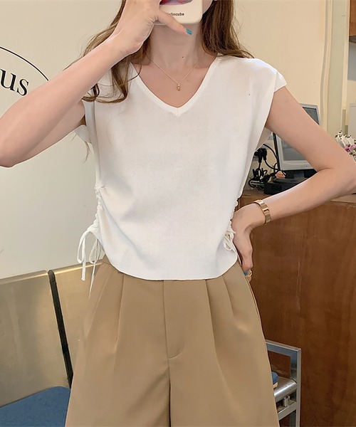 ⭐️リボンとボタンデザインが可愛い柔らかニット♪ 6color/XS-LLsize》リボン取り外し2WAY フェザーリボンニット