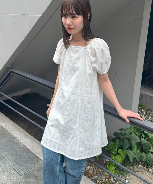 ODE(オッド)★パフ袖ツイード半袖ミニワンピース aoc-
