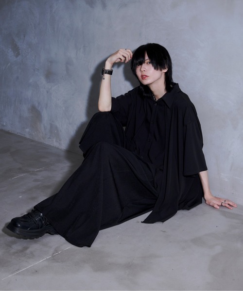 Ellno Loset(エルノロゼット)の「【黒色コラボ】ドレープアシメレイヤードシャツ(シャツ/ブラウス・メンズ・ブラック/オフホワイト・MEDIUM/SMALL/LARGE)」の16枚目の写真